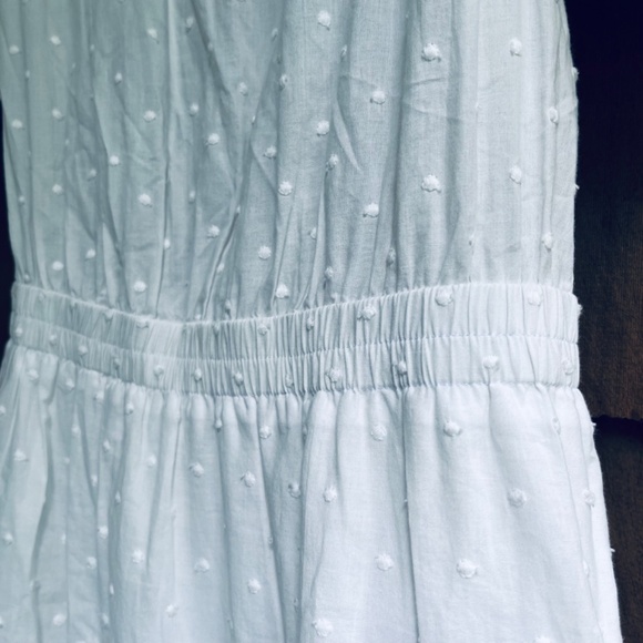 Stellah White Cotton Swiss Dot Dress M Puff Sleeve Lace Trim Tiered Skirt - Picture 8 of 16